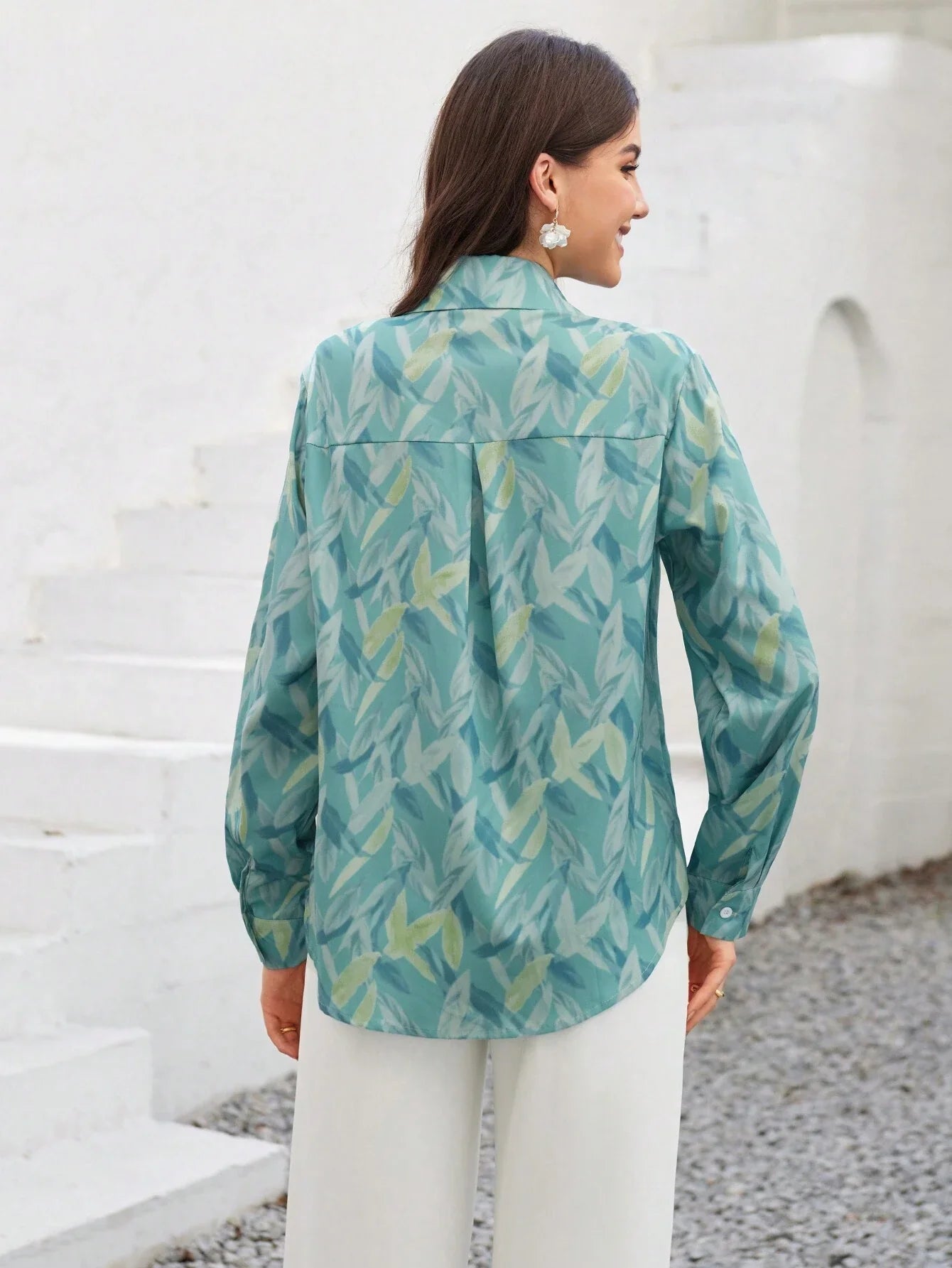 VCAY Ladies' Full Printed Long Sleeve Shirt