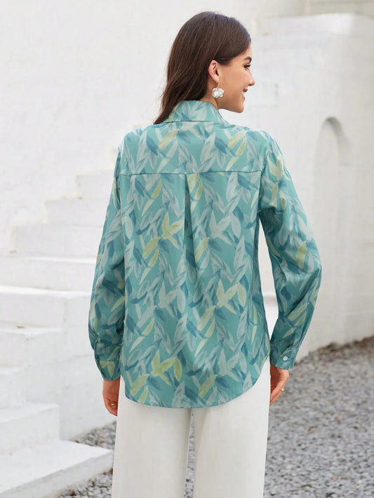 VCAY Ladies' Full Printed Long Sleeve Shirt