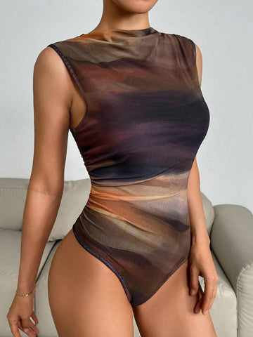 Essnce Ombre Pleated Waist Cinched Bodysuit