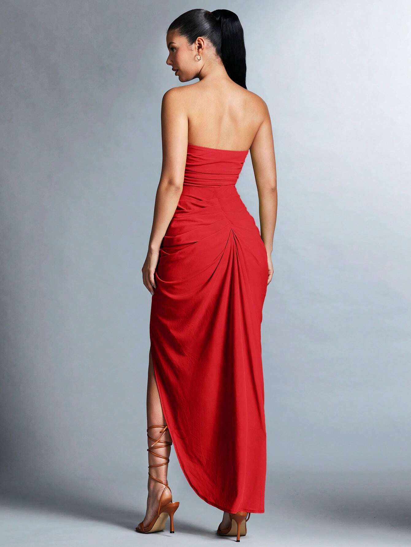 BAE High Slit Strapless Dress