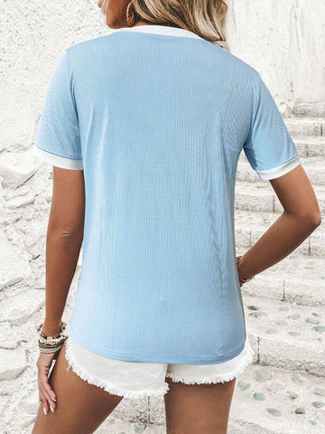 Contrast Trim Slim Fit Short Sleeve T-shirt