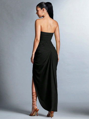 BAE High Slit Strapless Dress