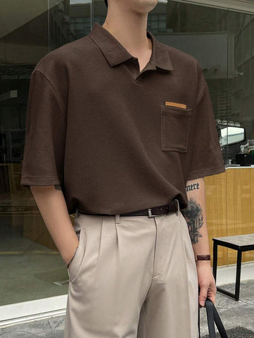 DAZY Men Letter Patched Detail Polo Shirt
