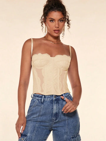 BAE Lace Trim Bustier Cami Top