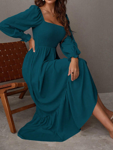 Breezaya Square Neck Ruffle Hem Dress