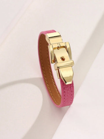 1pc Fashionable Leather Bracelet Decor With Adjustable Clasp