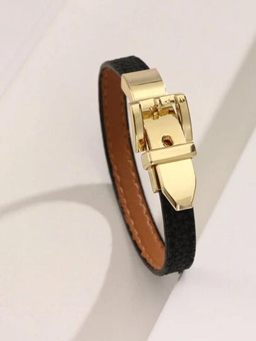 1pc Fashionable Leather Bracelet Decor With Adjustable Clasp