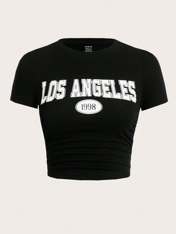 EZwear Letter Graphic Crop Tee