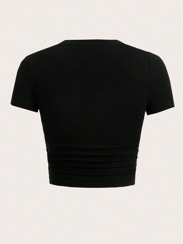 EZwear Letter Graphic Crop Tee