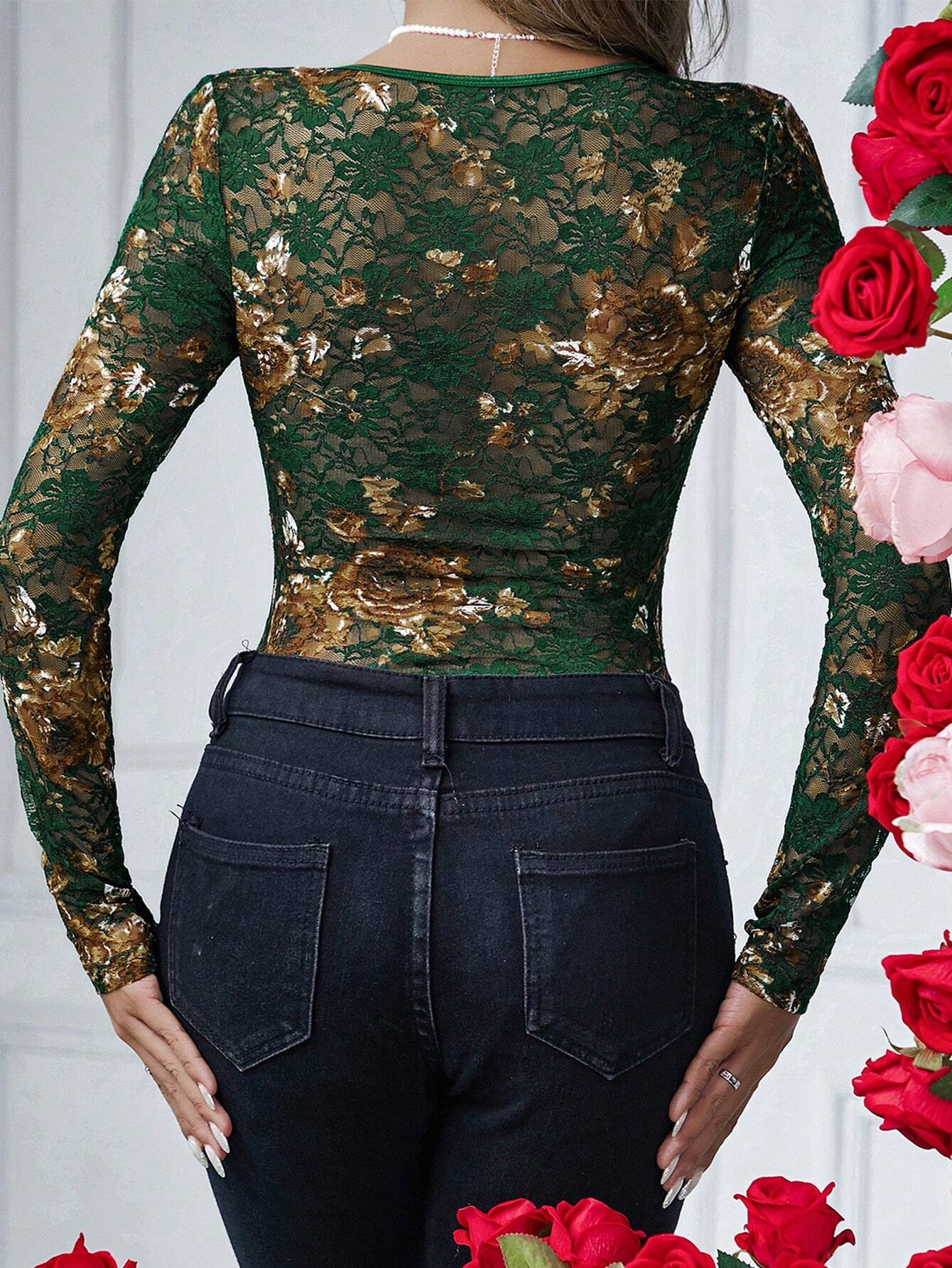 Allurite Sweetheart Neckline Lace Bodysuit