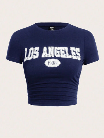 EZwear Letter Graphic Crop Tee