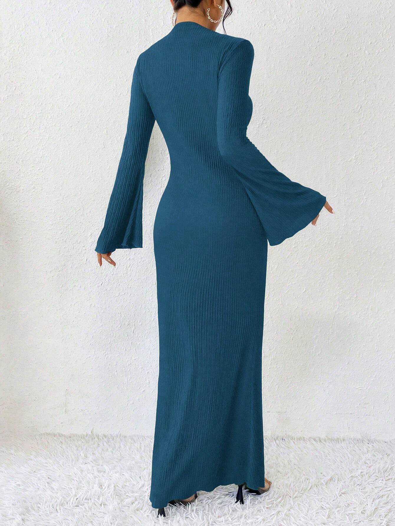 Raffinéa Solid Color Trumpet Sleeve Mermaid Dress
