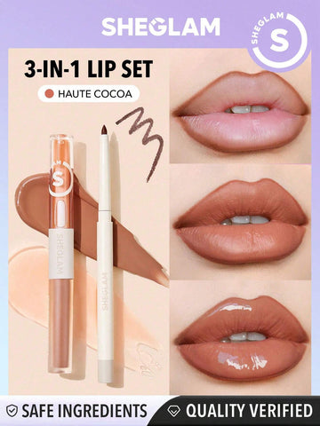 SHEGLAM Soft 90'S Glam Lip Liner And Lip Duo Set-Moody Taupe Lip Set