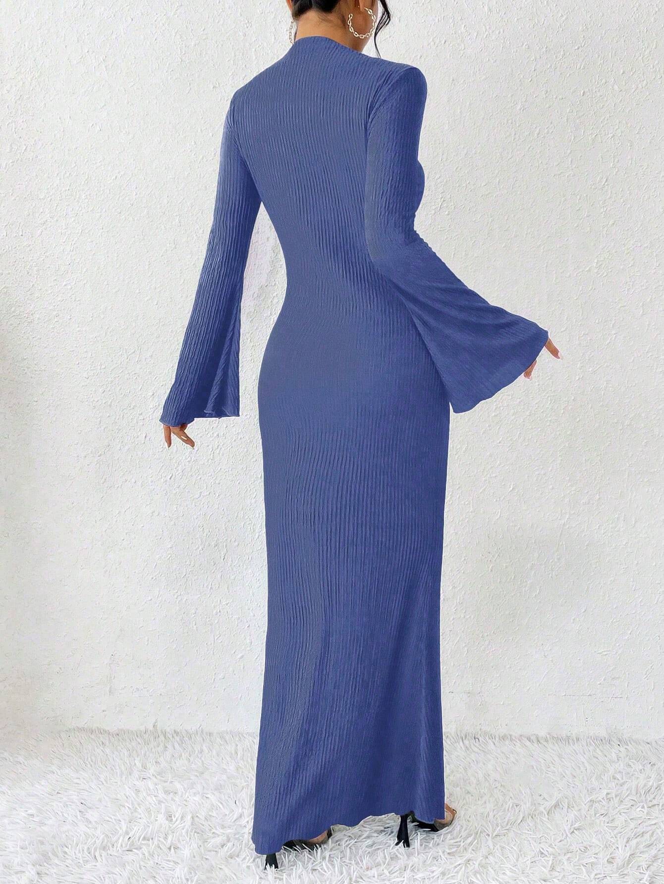 Raffinéa Solid Color Trumpet Sleeve Mermaid Dress