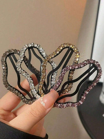 4pcs/Set Women's Multicolor Crystal Asymmetrical Shaped Hair Clips