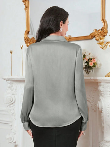 Modely Women's Solid Color Lantern Sleeve Shirt