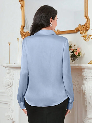 Modely Women's Solid Color Lantern Sleeve Shirt