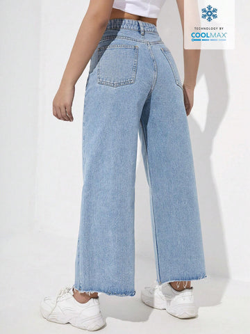 EZwear Women's Casual Daily Wear Wide Leg Denim Pants