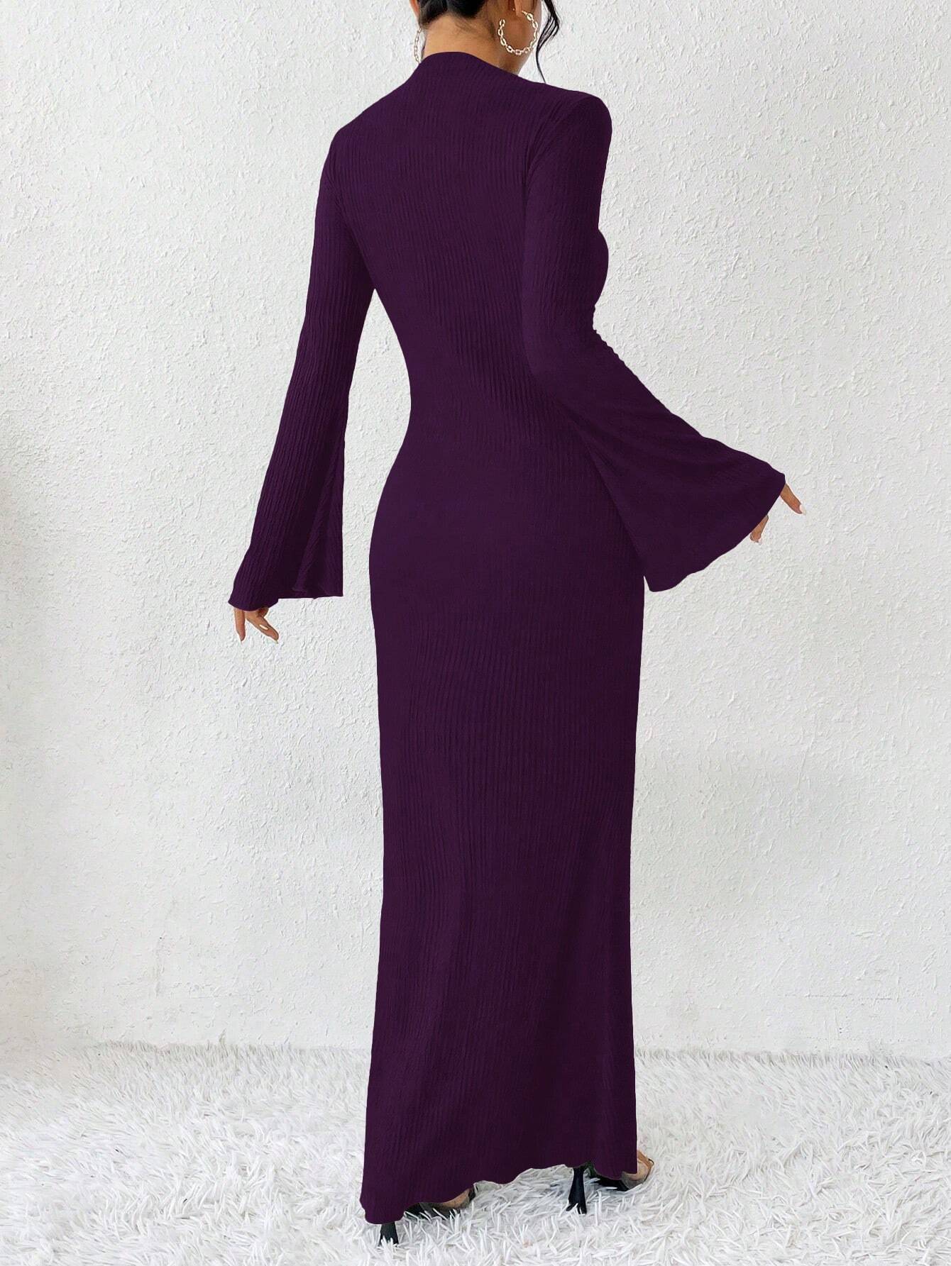 Raffinéa Solid Color Trumpet Sleeve Mermaid Dress