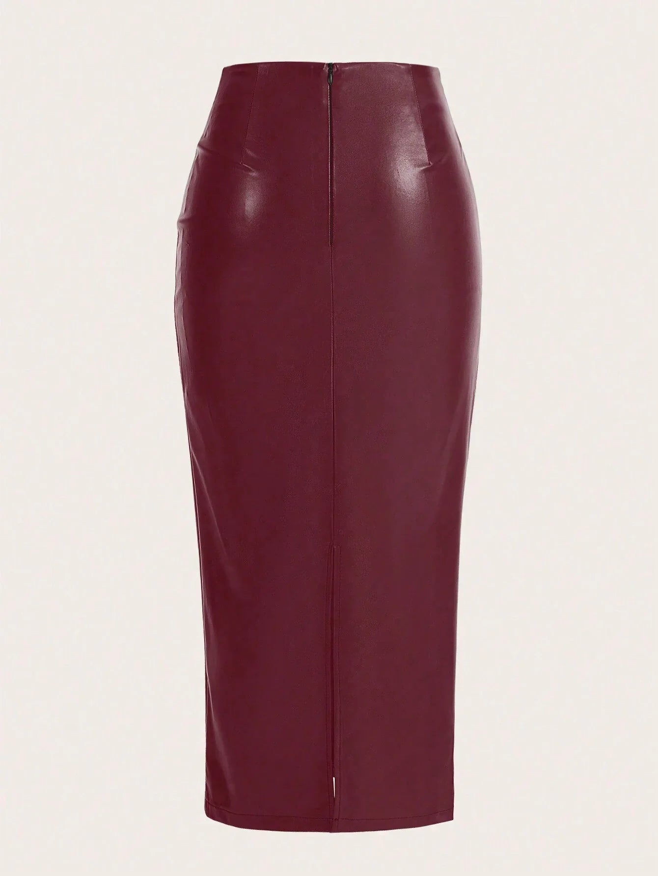 Raffin�a Solid Color Pleated Back Zipper Slit Skirt