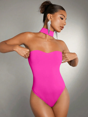BAE Solid Halter Neck Bodysuit