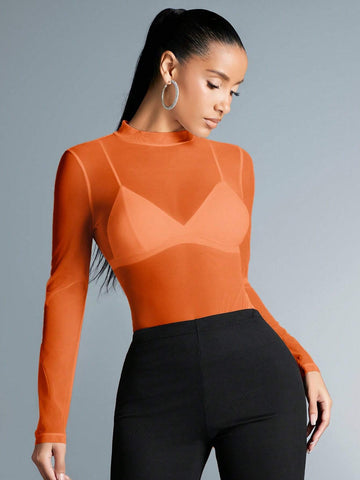 BAE Women's Sheer Mesh Top