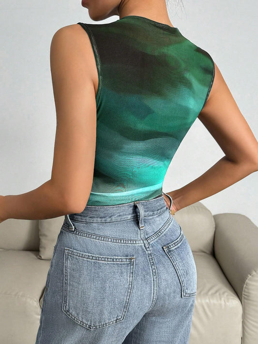 Essnce Ombre Pleated Waist Cinched Bodysuit