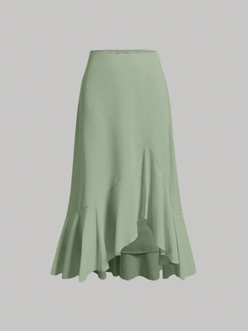 MOD High Waist Ruffle Hem Skirt