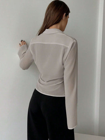 Women's V-Neck Twist Front Flared Sleeve Sun Protection Shirt