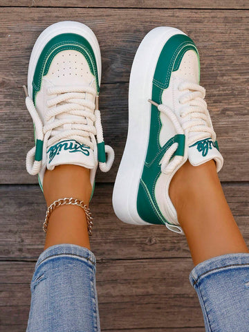 Fashionable Color-block White Sneakers