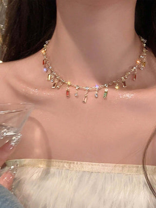 1pc Rainbow Butterfly Tassel Zirconia Necklace