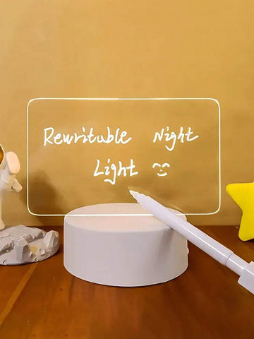 1pc LED Message Board Warm Light Color Night Light, Erasable Writing Message Board Table Lamp