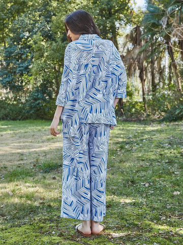 Plants Print Shirt & Wide Leg Pants