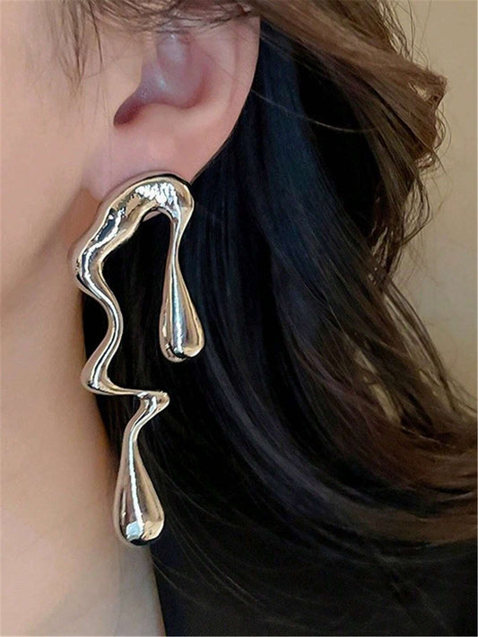 1pair European And American Exaggerated Asymmetric Asymmetrical Music Note Earrings