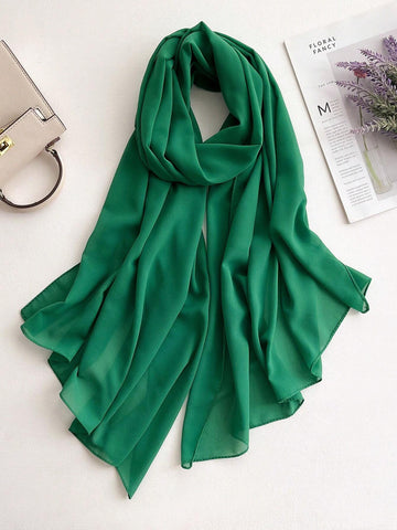 1pc Chiffon Solid Color Scarf For Women, Simple And Versatile Women Hijab