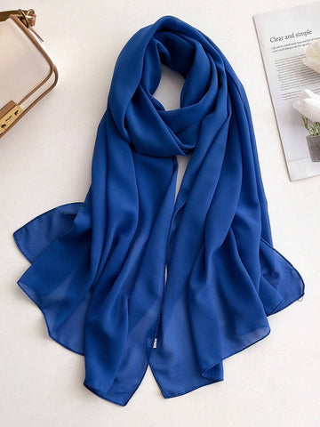 1pc Chiffon Solid Color Scarf For Women, Simple And Versatile Women Hijab