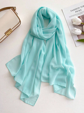 1pc Chiffon Solid Color Scarf For Women, Simple And Versatile Women Hijab