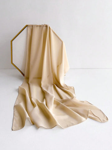 1pc Chiffon Solid Color Scarf For Women, Simple And Versatile Women Hijab