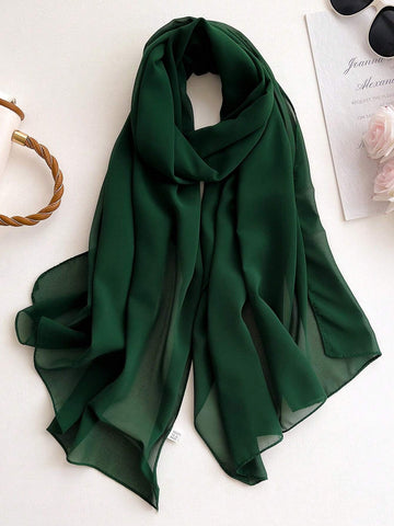 1pc Chiffon Solid Color Scarf For Women, Simple And Versatile Women Hijab