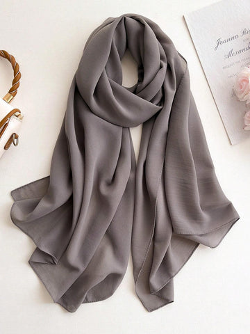 1pc Chiffon Solid Color Scarf For Women, Simple And Versatile Women Hijab