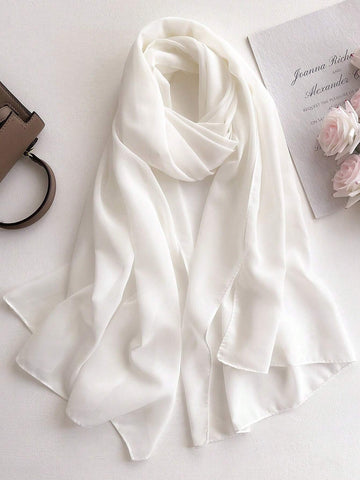 1pc Chiffon Solid Color Scarf For Women, Simple And Versatile Women Hijab