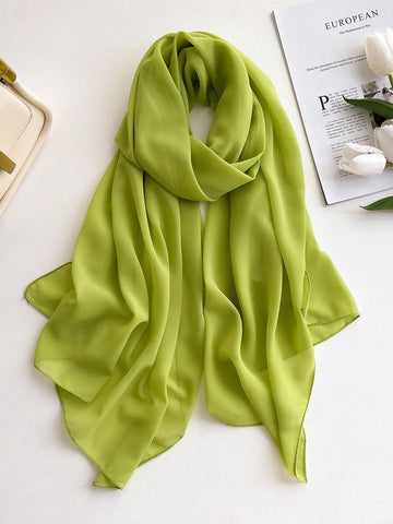 1pc Chiffon Solid Color Scarf For Women, Simple And Versatile Women Hijab
