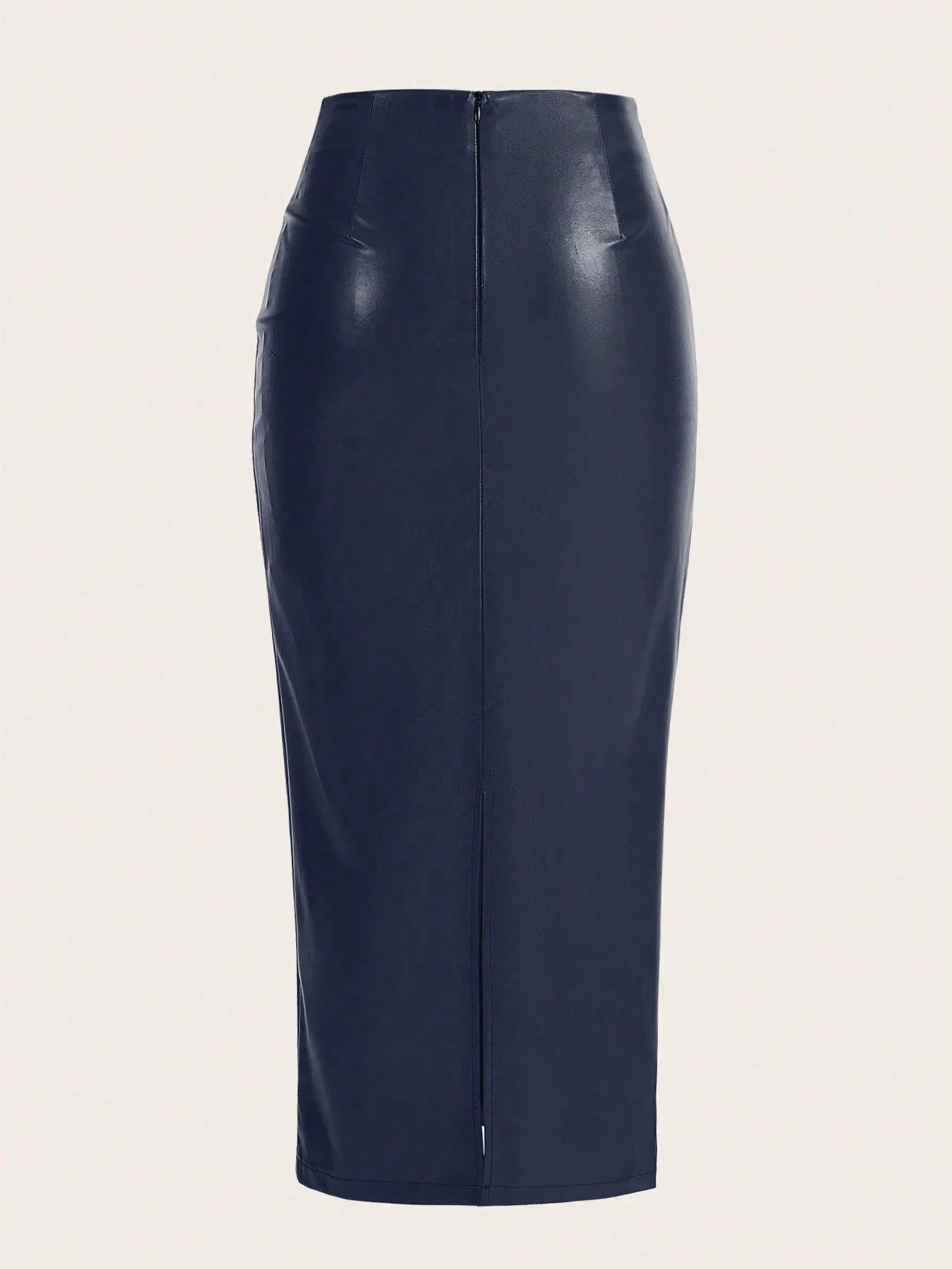 Raffin�a Solid Color Pleated Back Zipper Slit Skirt