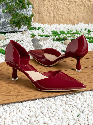 Women Point Toe Pyramid Heeled Court Pumps