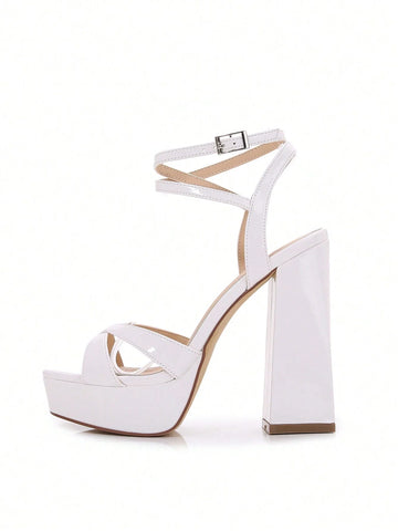 McKoine Women Minimalist Chunky Heeled Ankle Strap Sandals