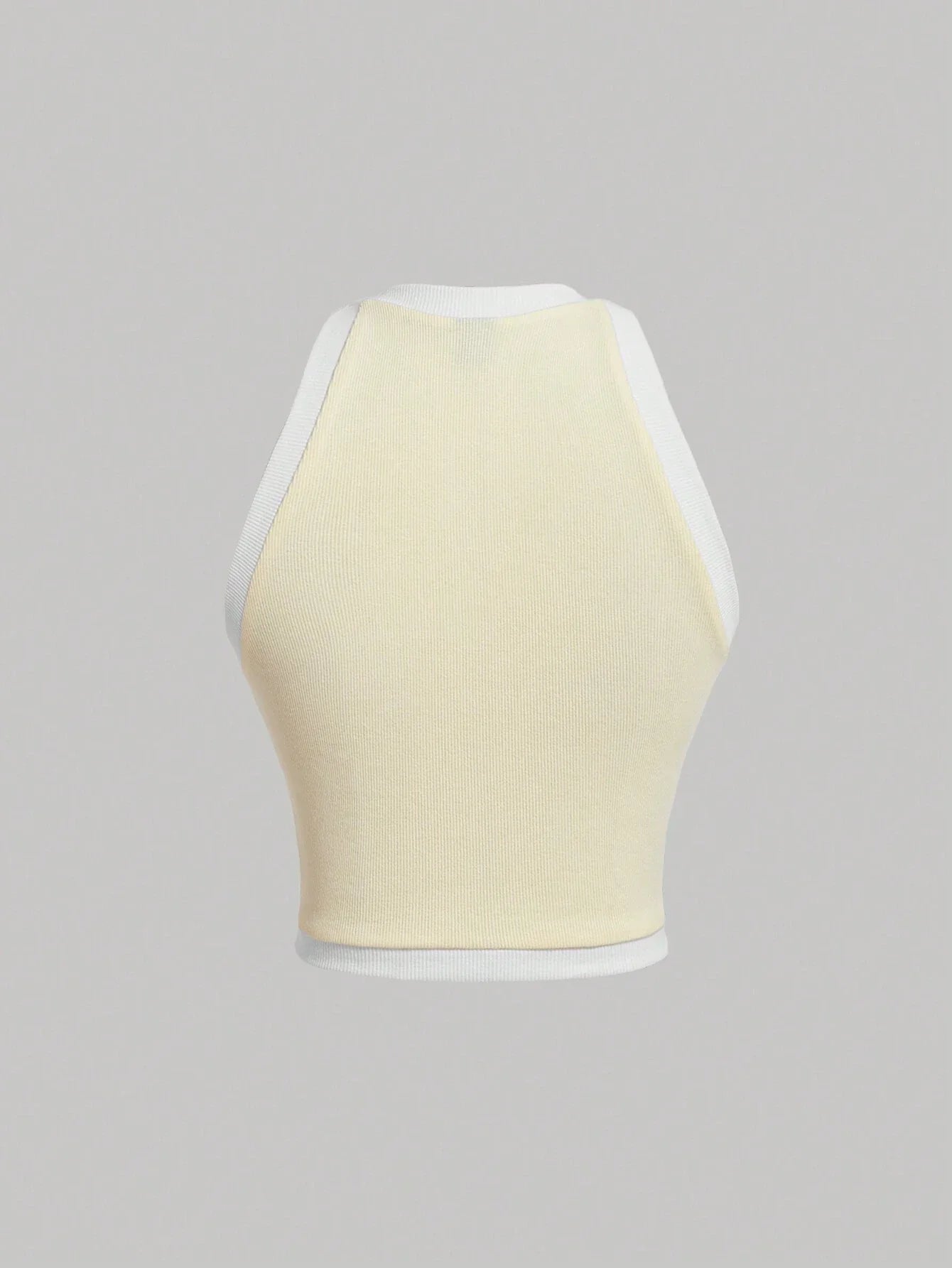 MOD White Color Block Button Decorated Rolled Hem Tank Top