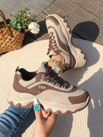 Women'S Chunky Sneakers Running Shoes 2023 Spring Autumn Korean Style Thick Sole Casual Shoes