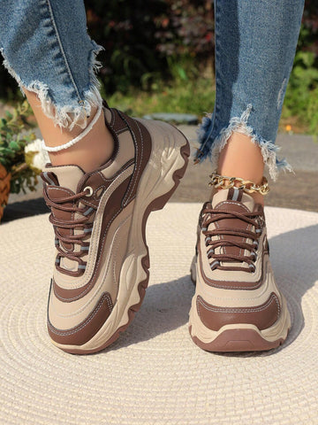 Women'S Chunky Sneakers Running Shoes 2023 Spring Autumn Korean Style Thick Sole Casual Shoes