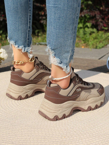 Women'S Chunky Sneakers Running Shoes 2023 Spring Autumn Korean Style Thick Sole Casual Shoes