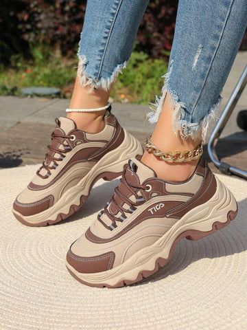 Women'S Chunky Sneakers Running Shoes 2023 Spring Autumn Korean Style Thick Sole Casual Shoes